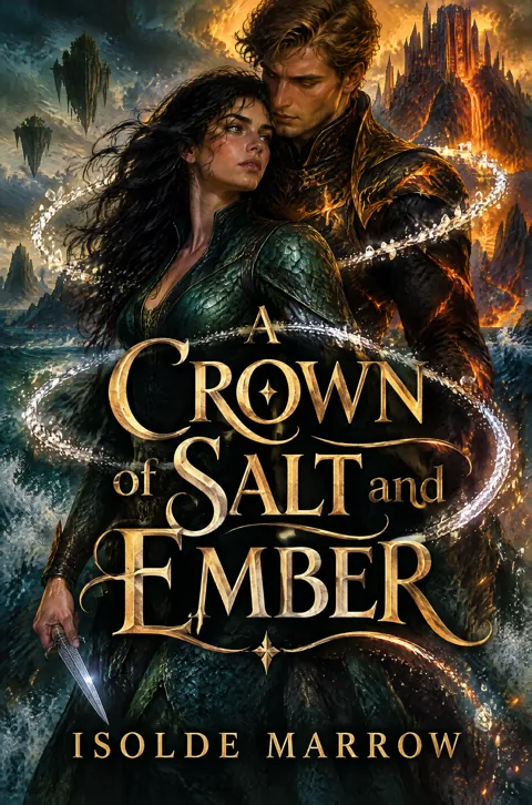 Cover of A Crown of Salt and Ember by Isolde Marrow, a romantasy romance